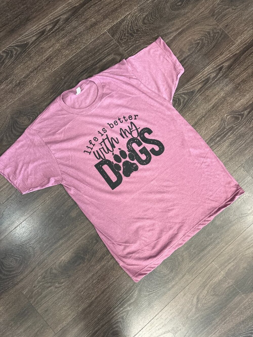 NWT Tultex Life if Better With My Dogs Unisex Graphic Tee Pink/Purple 2XL
